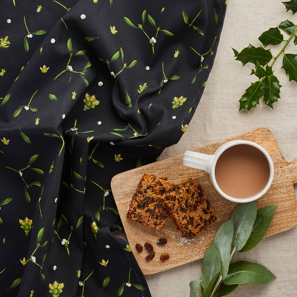 Mistletoe - Christmas Tea Towel - Black