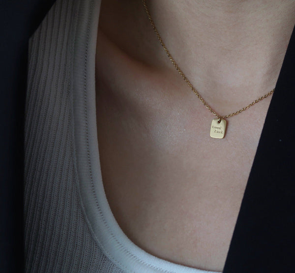 18K Gold Filled Tiny Square Good Luck necklace