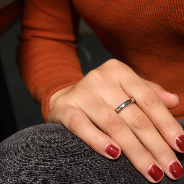 18K Gold Silver Band Ring; Double Color Chain Ring