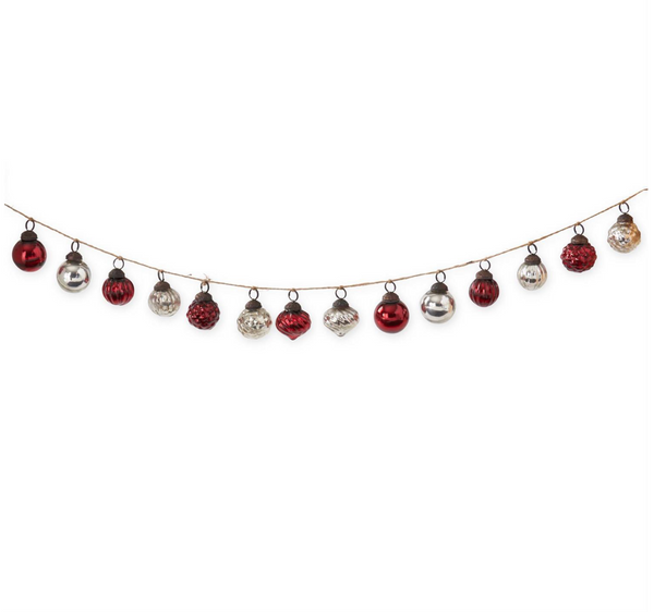Red & Silver Glass Ornament Garland
