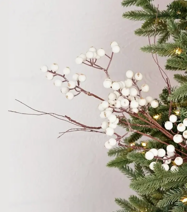 White Snowberries with Wispy Twigs 19 Inch