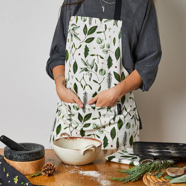 Greenery - Christmas Apron - White