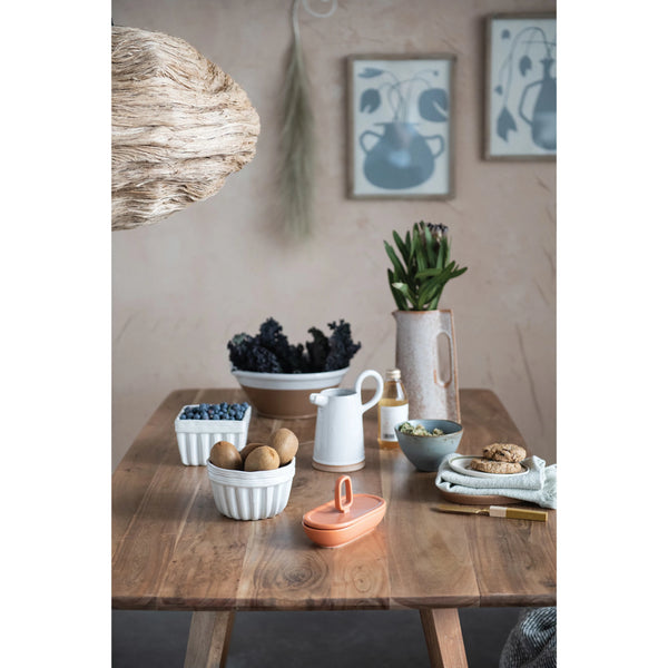Stoneware Footed Pedestal Bowl, Reactive Glaze