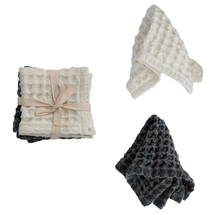 11.5" Cotton Waffle Weave Dish Cloths w/ Loops Outdoor Design