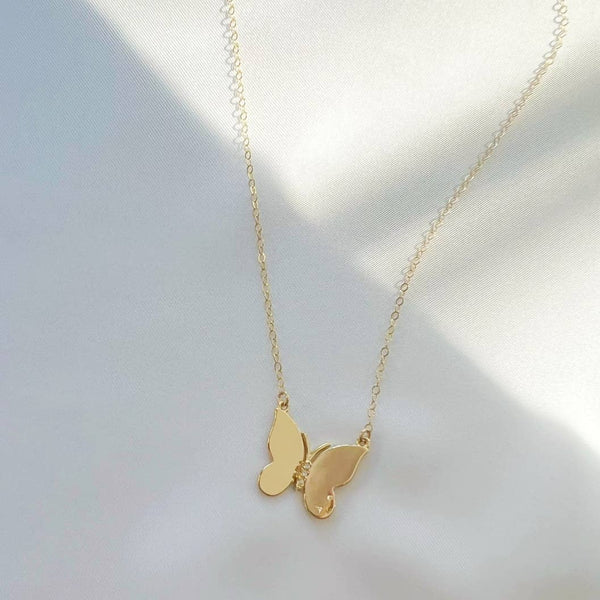 Social Butterfly Necklace Gold Filled
