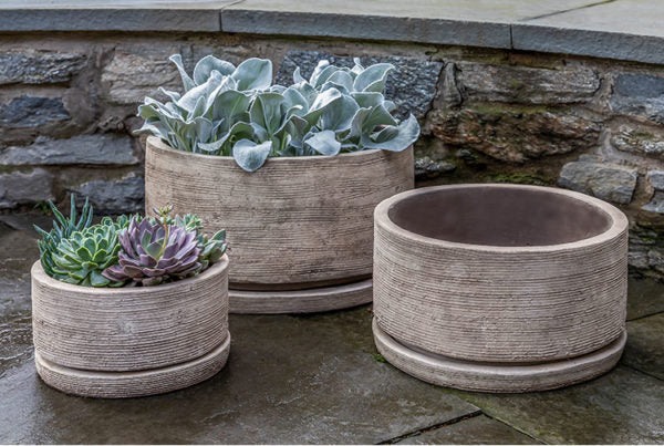 Sgraffito Low Planter Small - Antico Terra Cotta