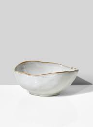 Tabletop White Edge Ceramic Potter's Bowl
