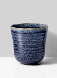 Tabletop Blue Vase w Ridges