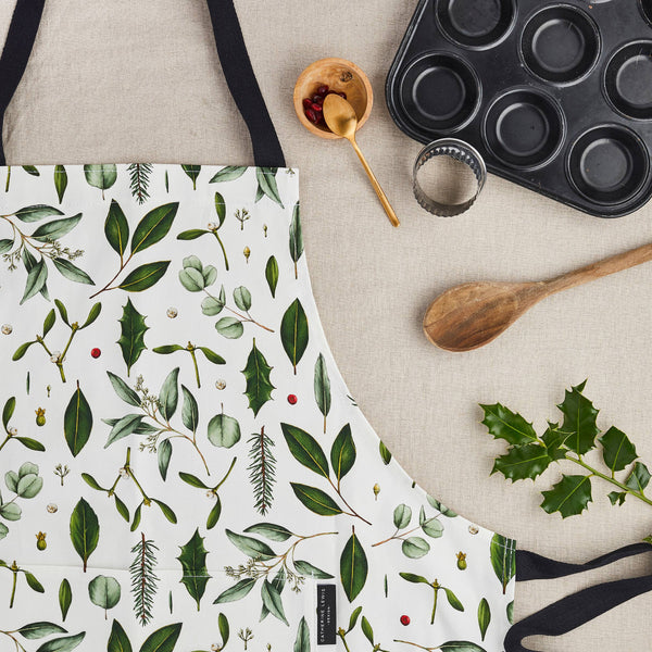 Greenery - Christmas Apron - White