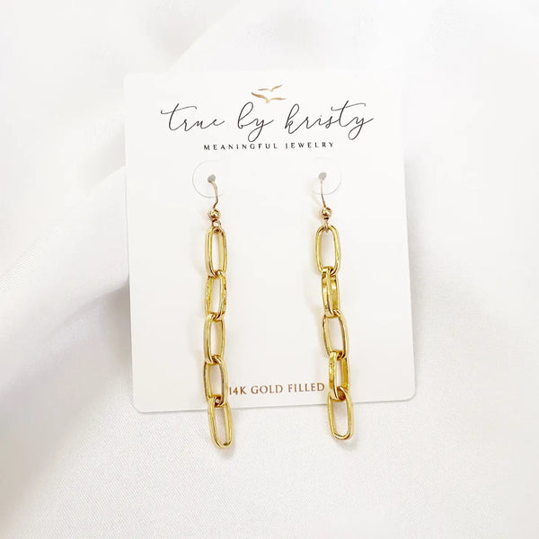 Boardwalk Paperclip Chain Link Earrings Gold Filled